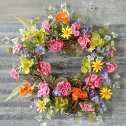 Raz 24" Mixed Geranium Poppy Wreath^ Stocking / Skirt