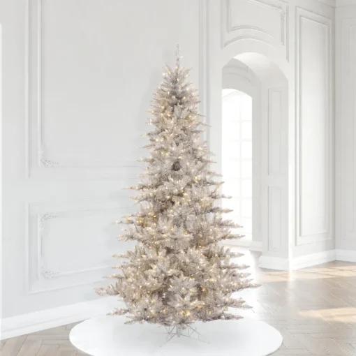 Vickerman 7.5' Silver Tree Dl Led 750Wmwt, K166876Led, ^ Stocking / Skirt