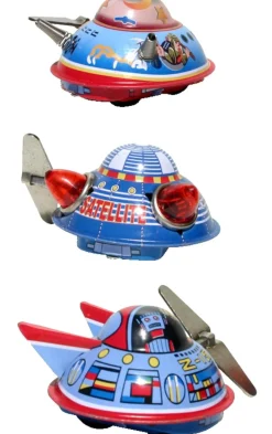 Store 3 Space Ships, Collectible Tin Toy, Ms633 Novelty