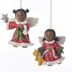 Cheap African American Angels Little Angel Set Ornaments, Set Of 2, C7630 General Gifts