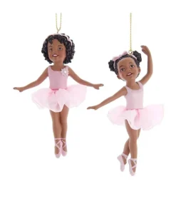 Best Sale African Ballerina Girl Ornaments, Set/2, E0481, Kurt Adler Novelty