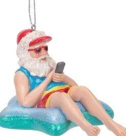 Fashion Beach Santa In Starfish Float Christmas Ornament, E0467, Kurt Adler General Gifts