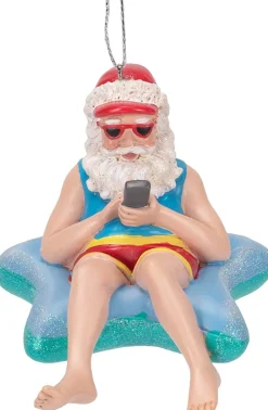 Online Beach Santa In Starfish Float Christmas Ornament, E0467, Kurt Adler Novelty