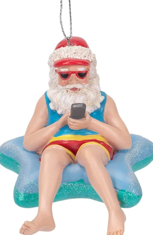Online Beach Santa In Starfish Float Christmas Ornament, E0467, Kurt Adler Novelty