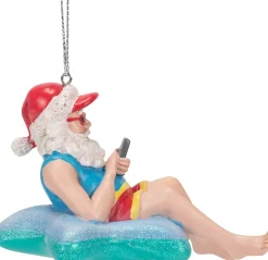 Kurt S Adler Beach Santa In Starfish Float Christmas Ornament, E0467, Kurt Adler^ Resin