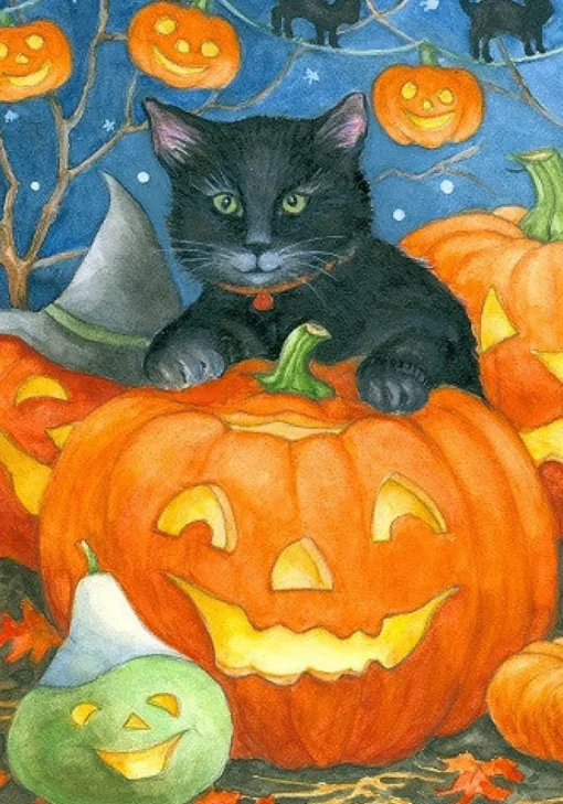 Shop Black Cat Pumpkin Flag General Gifts