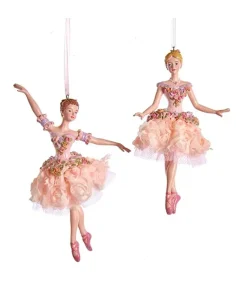Kurt S Adler Blush Pink Ballerina Ornaments, 2 Assorted, E0534, Kurt Adler^ Resin