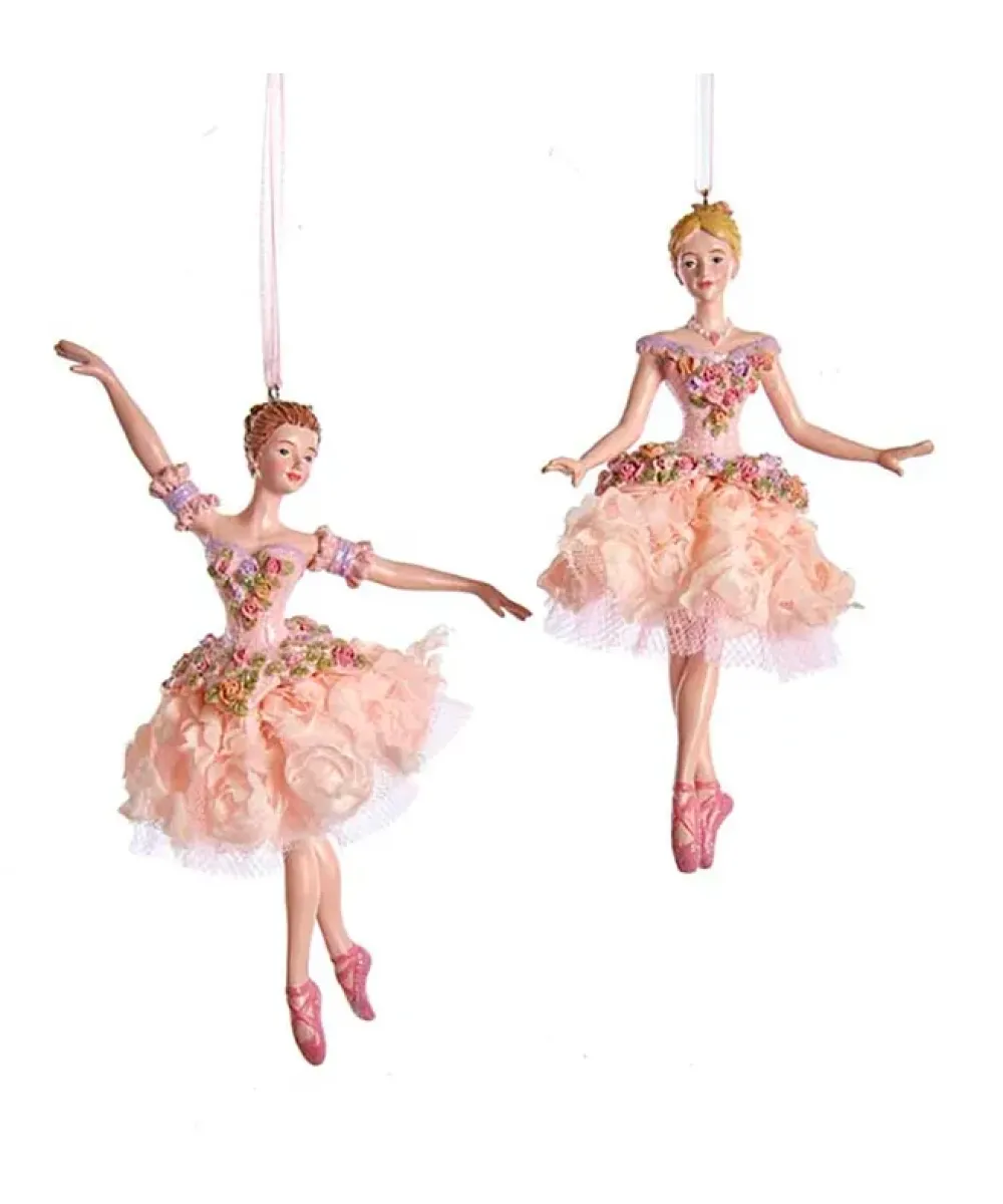 Kurt S Adler Blush Pink Ballerina Ornaments, 2 Assorted, E0534, Kurt Adler^ Stocking / Skirt