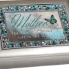 Sale Brushed Silver Finish Decorative Jewel Lid Musical Music Jewelry Box - Plays Wind Beneath My Wings Novelty