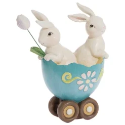 Raz Bunnies In Egg Cart^ Resin