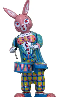 Store Bunny With Drums, Collectible Tin Toy, Ms298 Novelty