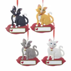 Kurt S Adler Cat On Pillow Ornament, A1840, Kurt Adler^ Resin