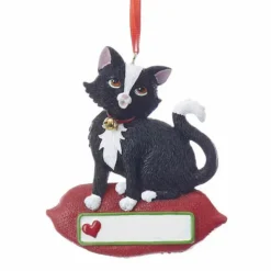 Kurt S Adler Cat On Pillow Ornament, A1840, Kurt Adler^ Resin
