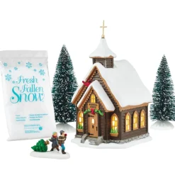 Cheap Christmas Eve Church Gift Set Snow Village