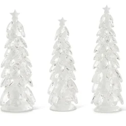K & K Interiors Christmas Trees W/Star , Crystal Tear Drop Set/3^ Glass