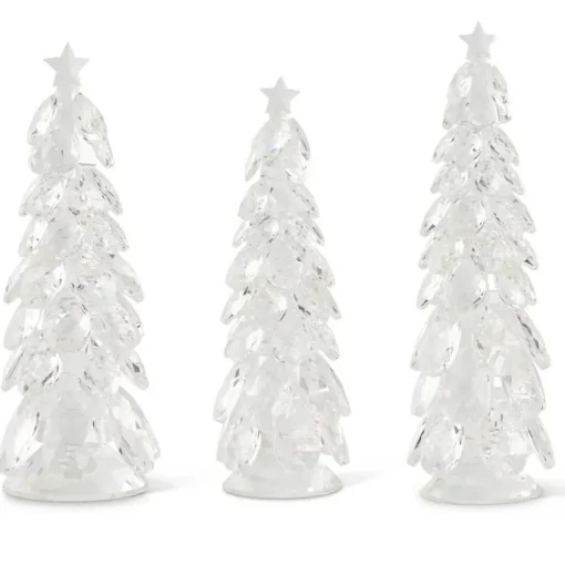 K & K Interiors Christmas Trees W/Star , Crystal Tear Drop Set/3^ Glass