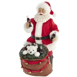 Kurt S Adler Coca-Cola®, Santa With Bag And Polar Bear, Cc5203, Kurt Adler^ Santas