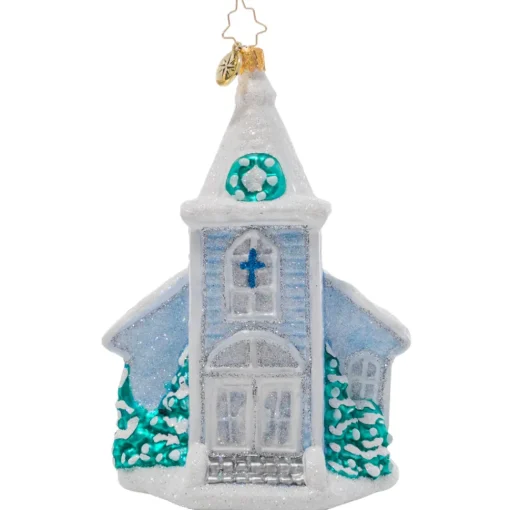 Christopher Radko Cr, White Christmas Chapel, 1021021, Radko^ Glass