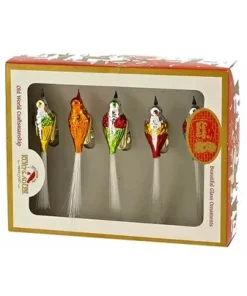 Kurt S Adler Early Years Glass Bird Clip-On Ornaments, 5-Piece Box Set, C1929, Kurt Adler^ Glass