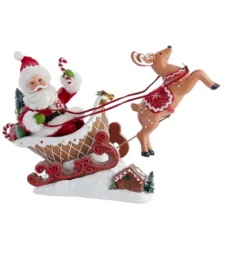 Kurt S Adler Fabriche™ Santa Sitting In Gingerbread Sleigh, Fa0148, Kurt Adler^ Clothtique/Fabriche Santas