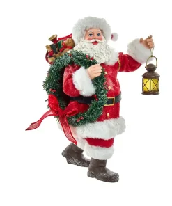 Kurt S Adler Fabriche™ Santa With Wreath And Lantern, Fa1067^ Clothtique/Fabriche Santas