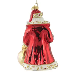Cheap Huras, Santa With Poinsettias Wreaths Glass Ornament Floral Christmas, S589A Novelty