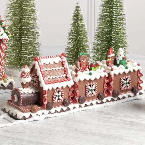 Raz Lighted Gingerbread Train^ Resin