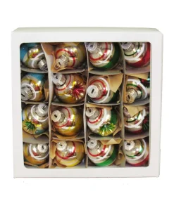 Kurt S Adler Miniature Solid/Reflector Glass Ball Ornaments, 16-Pc Bx Set, 30Mm, Gg0924, Kurt Adler^ Glass