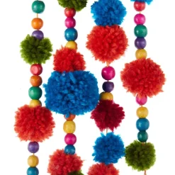 Kurt S Adler Multi-Color Pompom Garland, C2553^ Garlands (Tree)