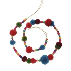 Kurt S Adler Multi-Color Pompom Garland, C2553^ Garlands (Tree)