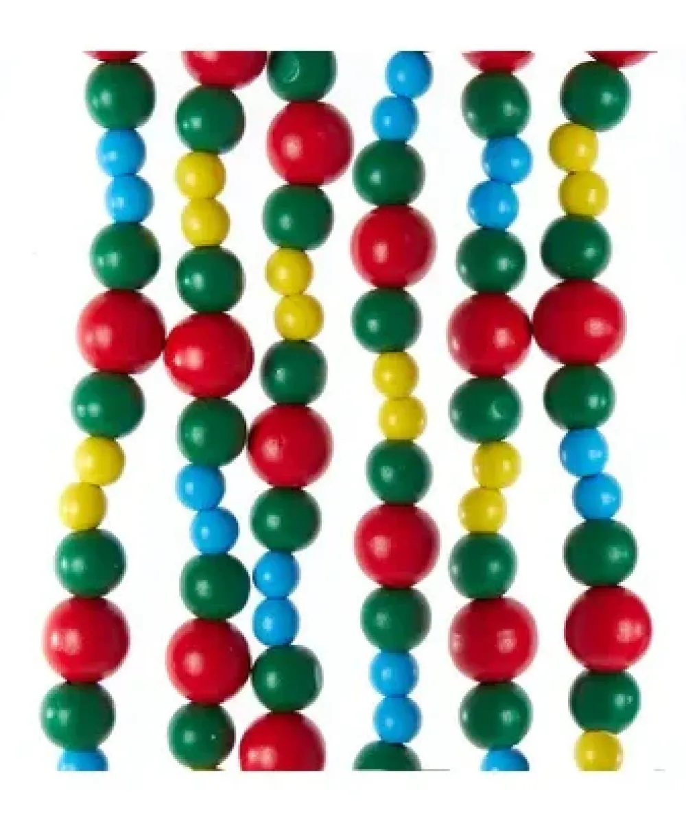 Kurt S Adler Multicolor Wooden Bead Garland 6', C5947, Kurt Adler^ Garlands (Tree)