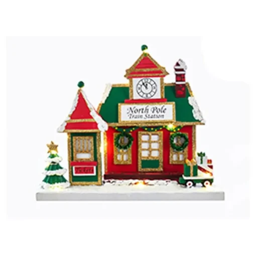 Clearance North Pole Buildings, 4 Assorted Trains