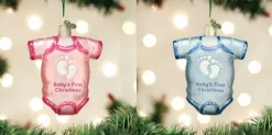 Old World Christmas Owc Baby Onesie Ornament, 32338-39^ Glass