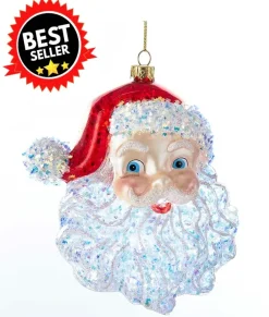 Kurt S Adler Santa Head Glass Ornament, T2290^ Glass