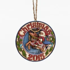 Enesco Santa Reindeer Ornament, Dated 2015^ Resin