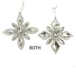 Kurt S Adler Silver Jewel Snowflake Ornaments, 2 Assorted, D2772^ Acrylic