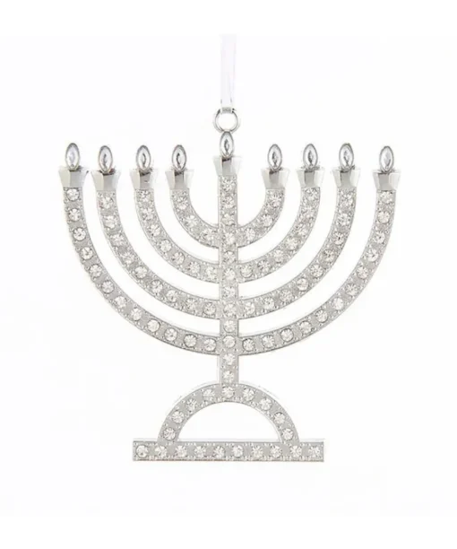 Online Silver Menorah Ornament, E0525, Kurt Adler Religious