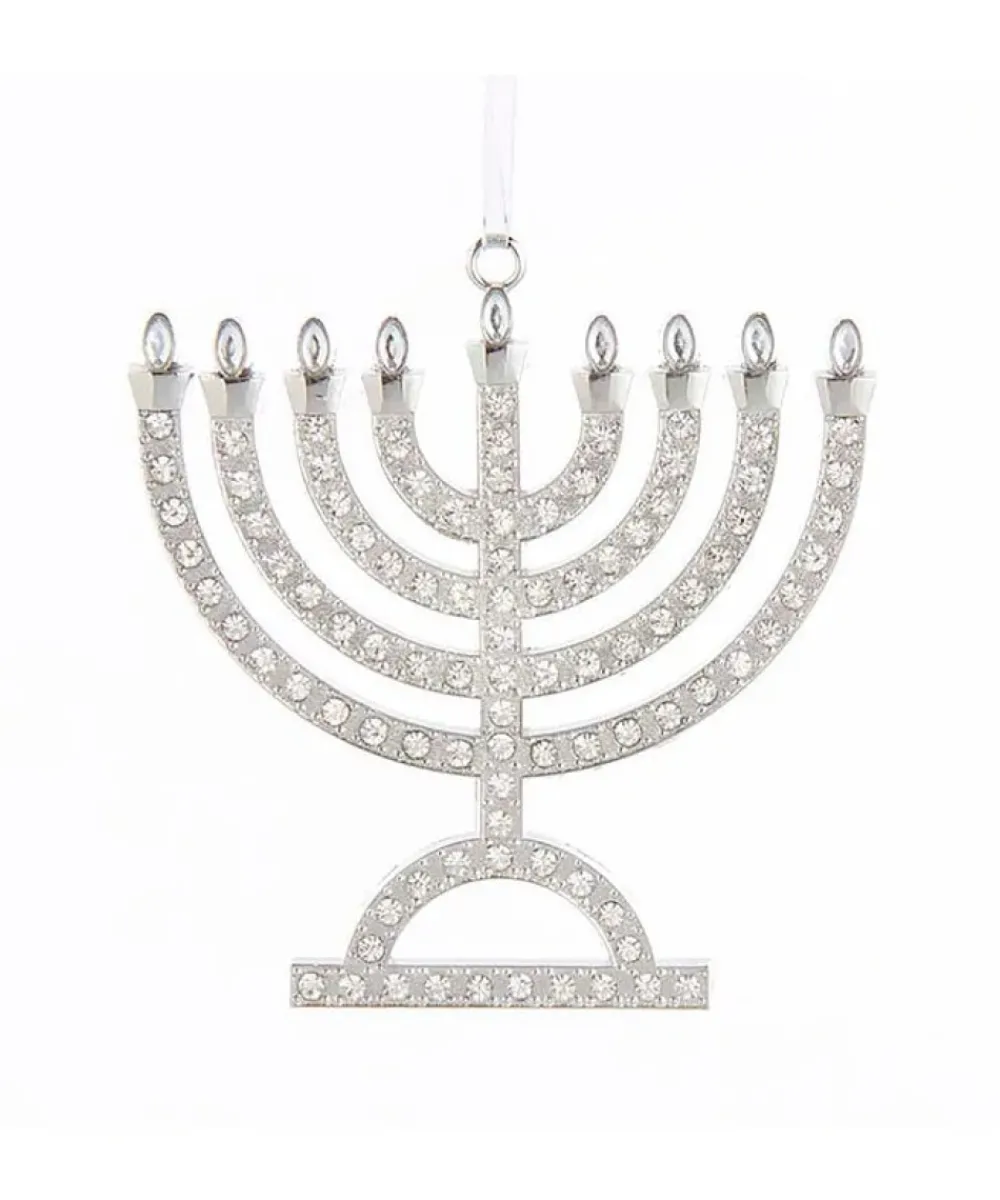 Online Silver Menorah Ornament, E0525, Kurt Adler Religious