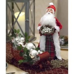Byers Choice Sleigh With Silver Balls, , Zms280S^ Santas