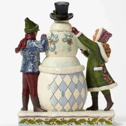 Cheap Victorian Children Building Snowman Jim Shore