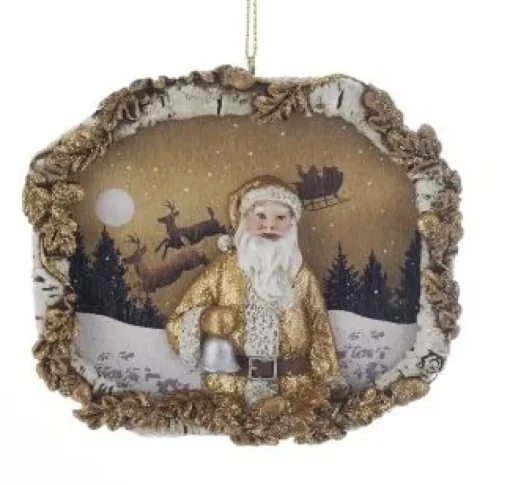 Kurt S Adler Winter Woods Santa Frame Ornaments, C7662^ Resin